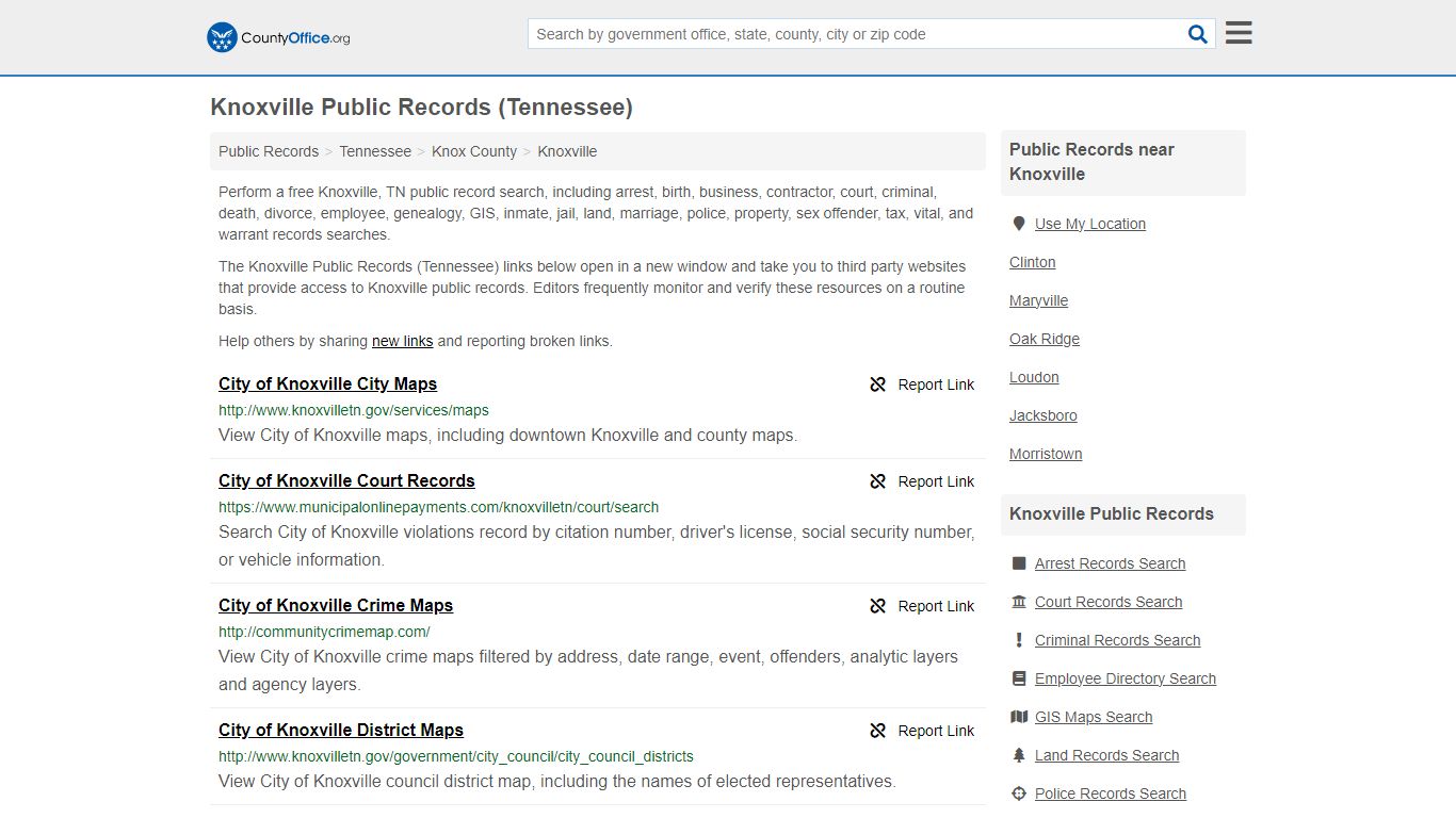 Public Records - Knoxville, TN (Business, Criminal, GIS, Property ...