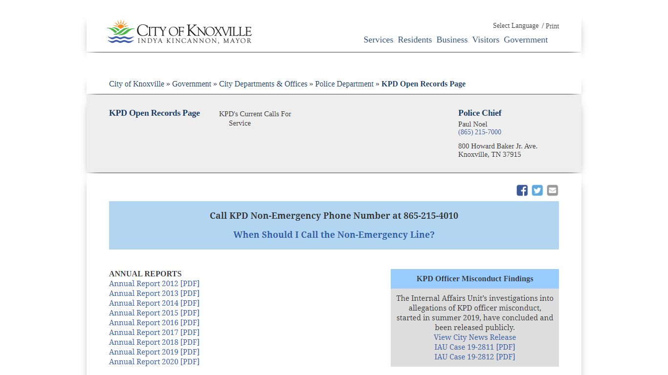 KPD Open Records Page - City of Knoxville